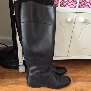 Ciao Bella Black Riding Leather Heeled Boots Size 7M